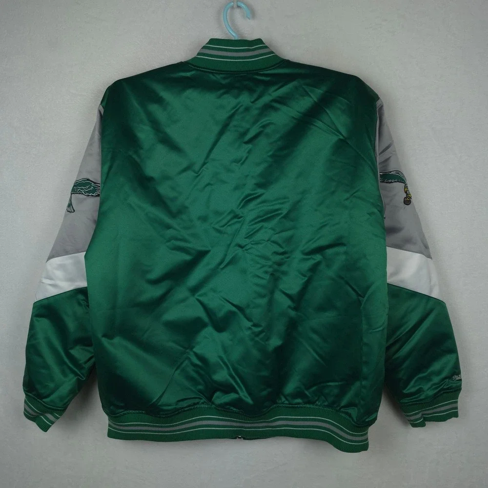 Philadelphia Eagles Mitchell & Ness NFL 2XL XXL Satin Jacket Green Gray NWT